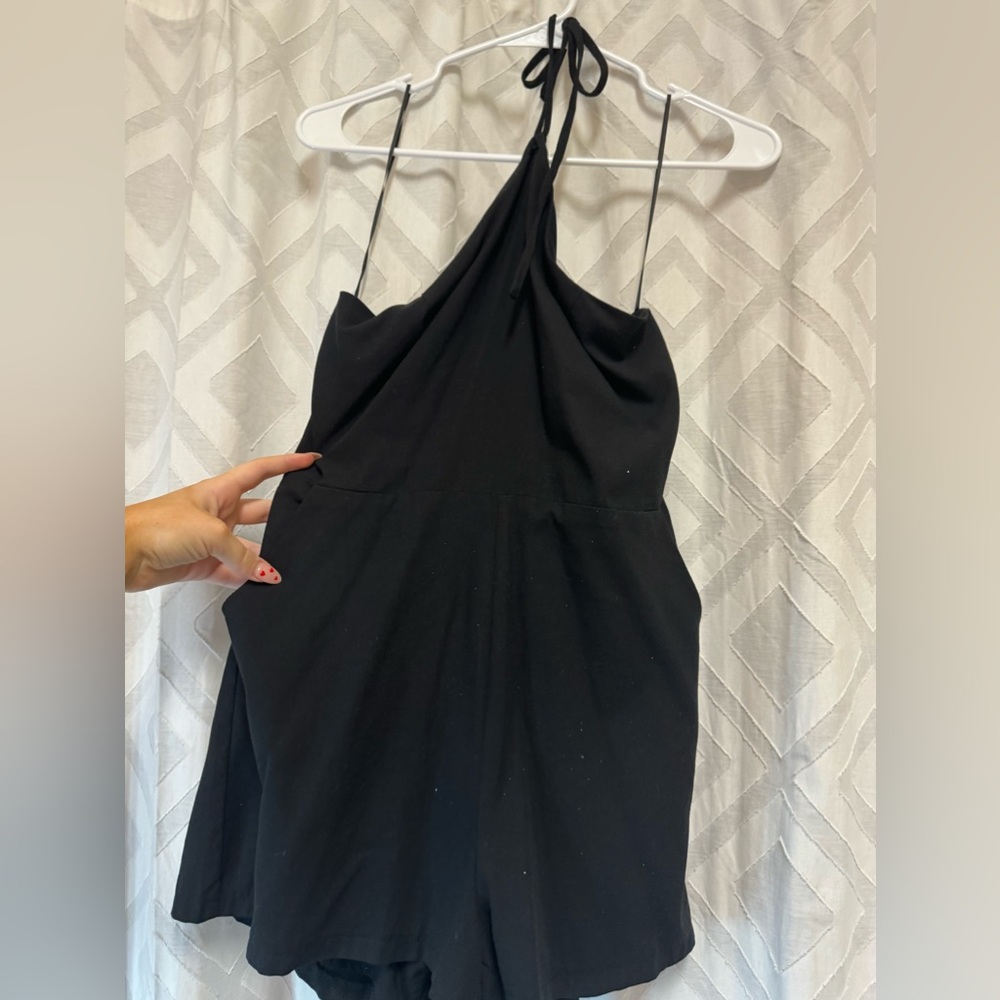 Cute black halter top romper